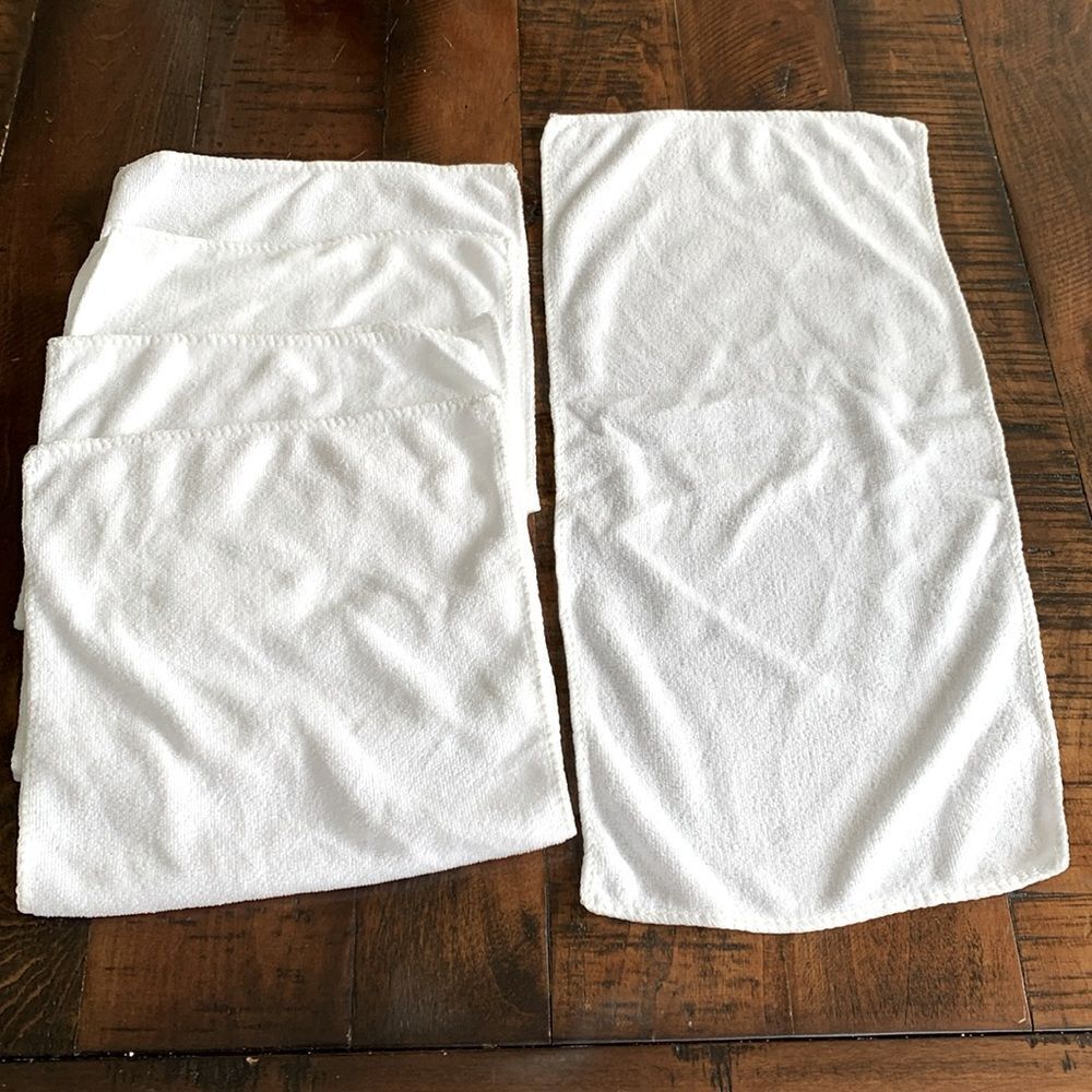 5 Camping Travel Workout Sport Towels Soft White Hand Face Guest Towel Set NEW - Picture 5 of 8